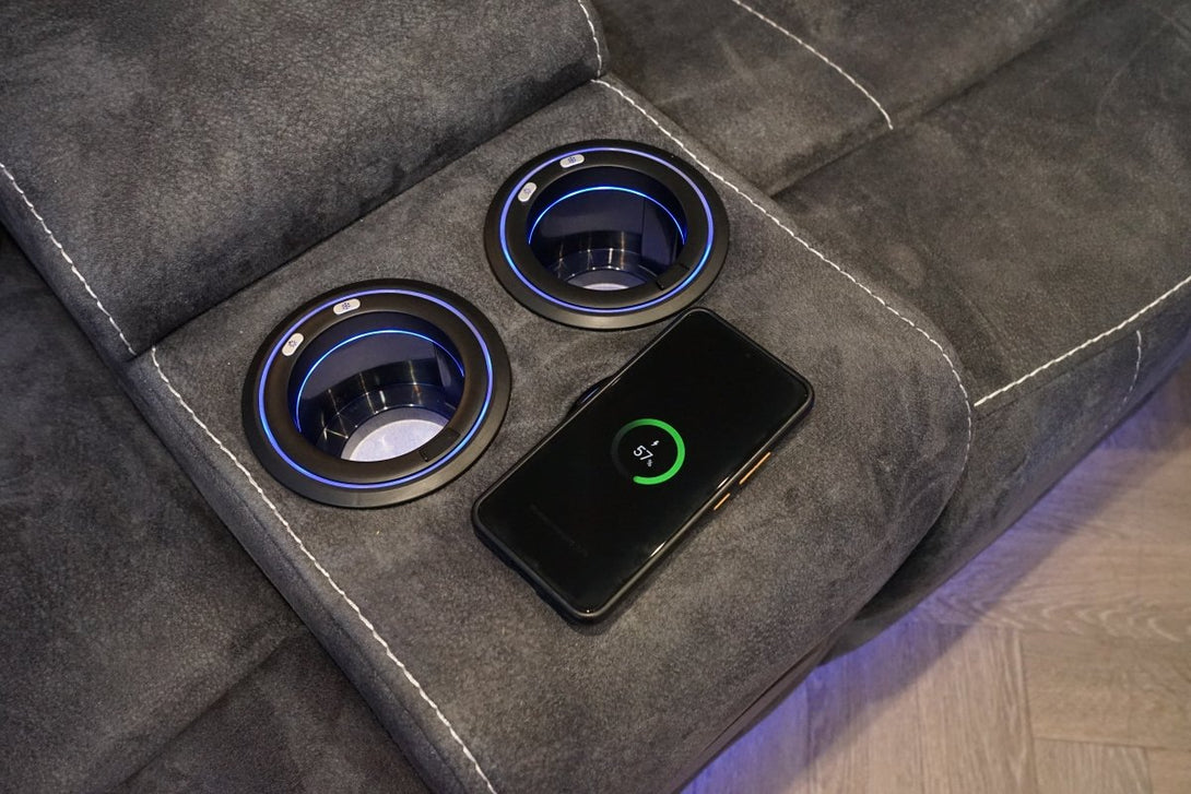 Neon Pro I - Tech Power Reclining Corner Sofa, Graphite Microfibre