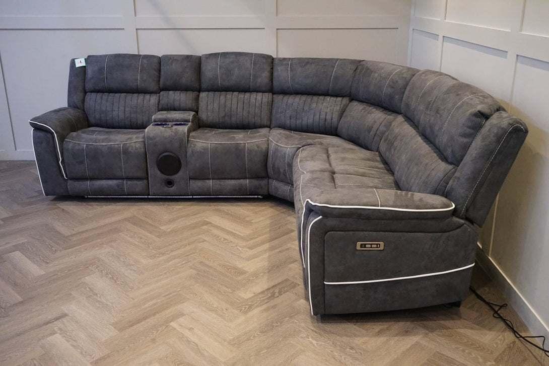 Neon Pro I - Tech Power Reclining Corner Sofa, Graphite Microfibre
