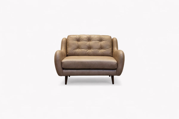 New Camden Leather Cuddler Sofa, Mushroom