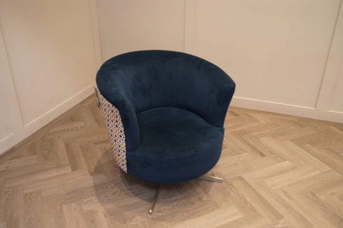 New Orla Kiely Lily Swivel Chair, Blythe Indigo