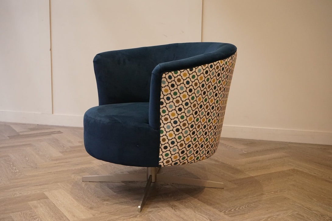 New Orla Kiely Lily Swivel Chair, Blythe Indigo