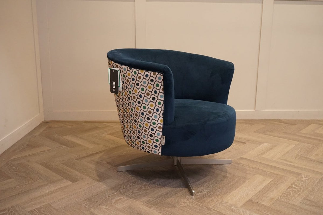 New Orla Kiely Lily Swivel Chair, Blythe Indigo