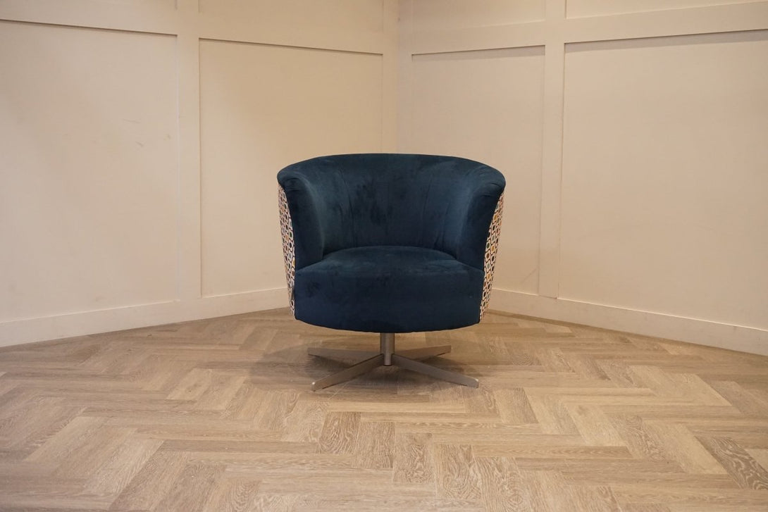 New Orla Kiely Lily Swivel Chair, Blythe Indigo