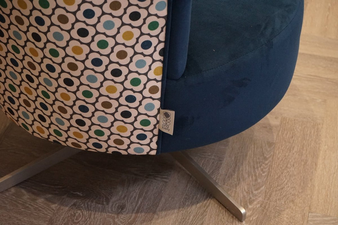 New Orla Kiely Lily Swivel Chair, Blythe Indigo