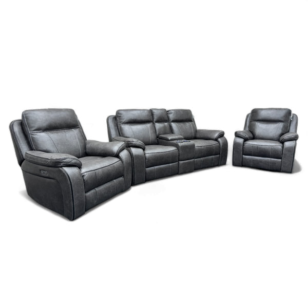 New Vinson 2 Seater Power Reclining Smart Sofa & 2 x Armchairs, Graphite Grey