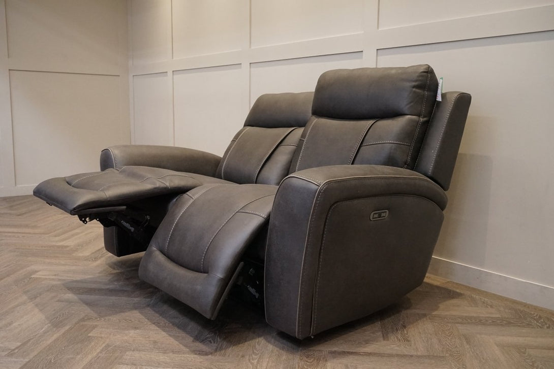 Nikon 2 Seater Electric Reclining Sofa, Charcoal Endurance Fabric