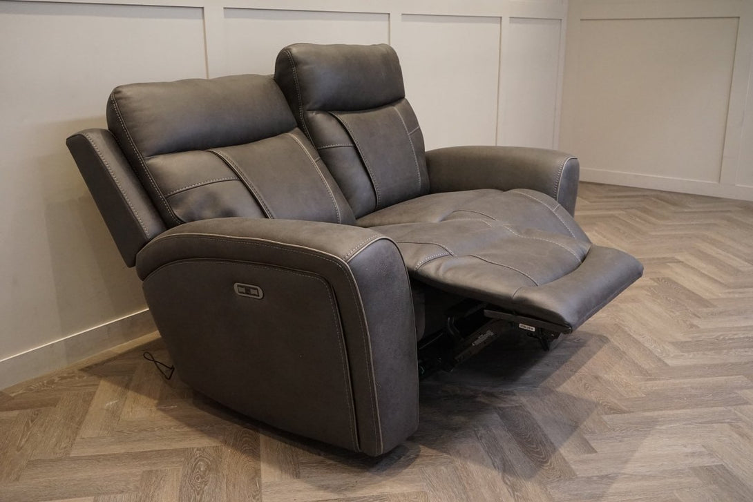 Nikon 2 Seater Electric Reclining Sofa, Charcoal Endurance Fabric
