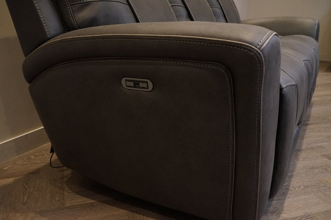 Nikon 2 Seater Electric Reclining Sofa, Charcoal Endurance Fabric