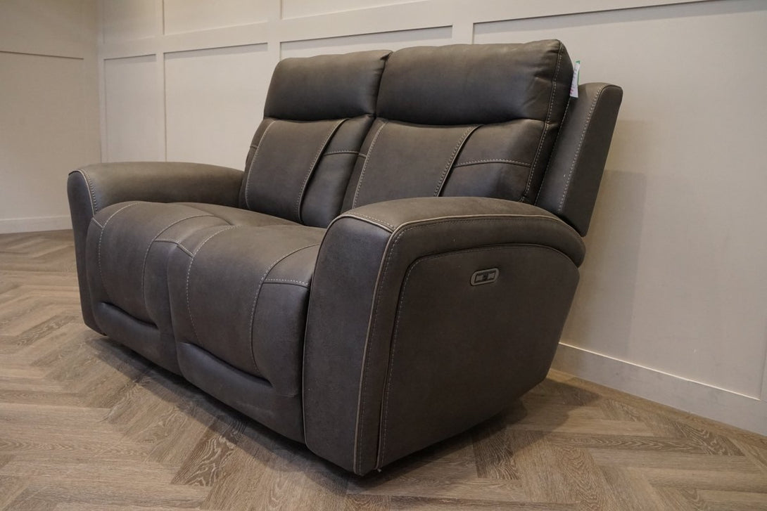 Nikon 2 Seater Electric Reclining Sofa, Charcoal Endurance Fabric