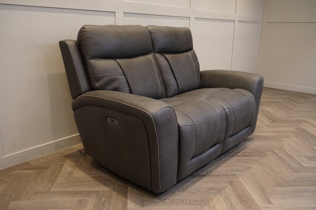 Nikon 2 Seater Electric Reclining Sofa, Charcoal Endurance Fabric