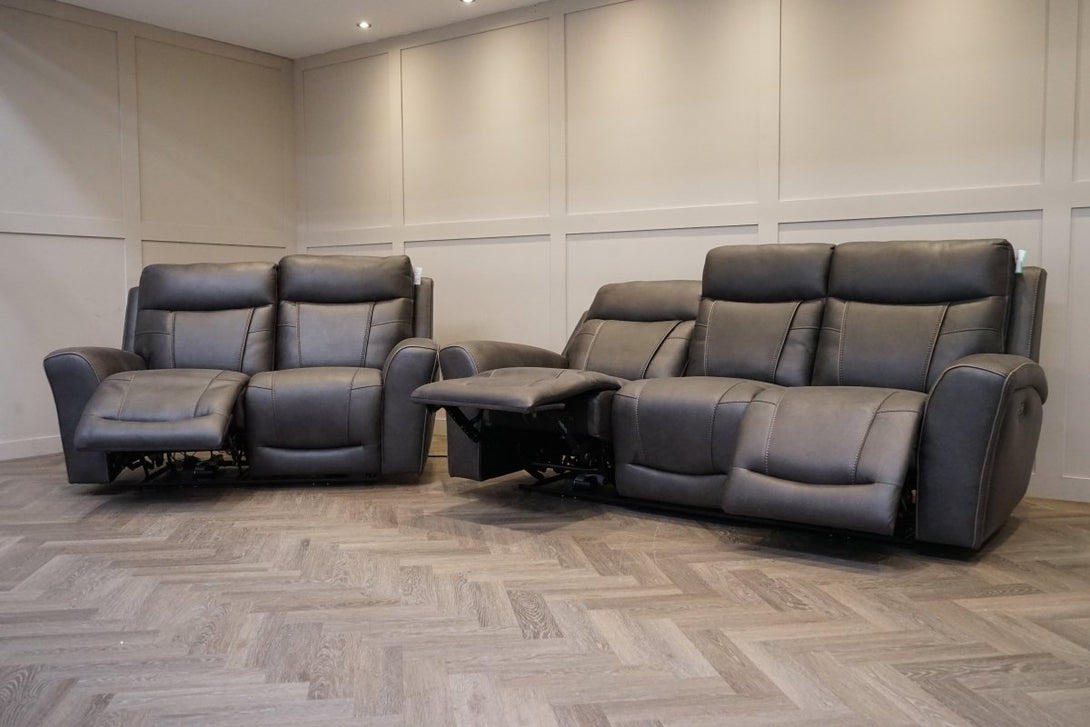 Nikon 3 & 2 Seater Electric Reclining Sofa, Charcoal Endurance Fabric