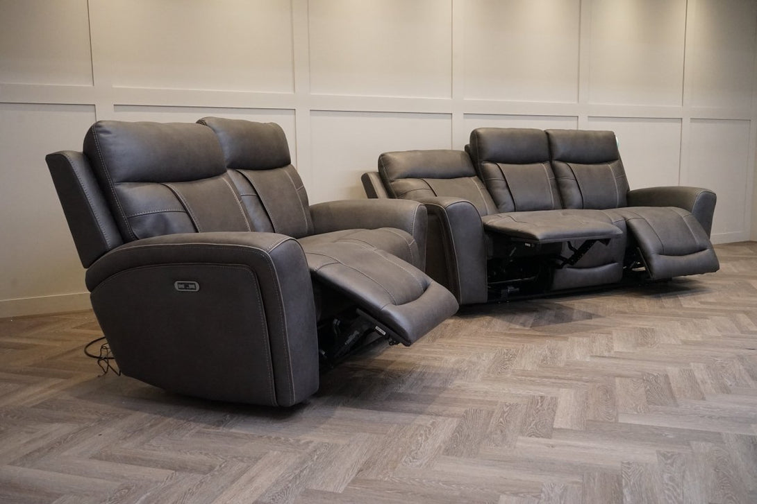 Nikon 3 & 2 Seater Electric Reclining Sofa, Charcoal Endurance Fabric