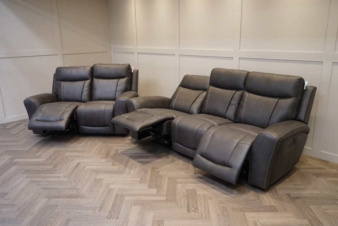 Nikon 3 & 2 Seater Electric Reclining Sofa, Charcoal Endurance Fabric