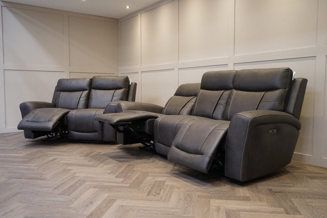Nikon 3 & 2 Seater Electric Reclining Sofa, Charcoal Endurance Fabric