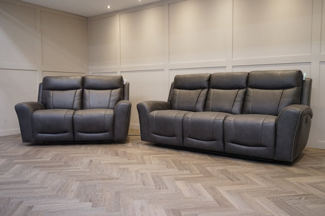 Nikon 3 & 2 Seater Electric Reclining Sofa, Charcoal Endurance Fabric