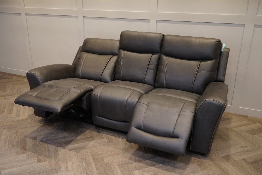 Nikon 3 Seater Electric Reclining Sofa, Charcoal Endurance Fabric