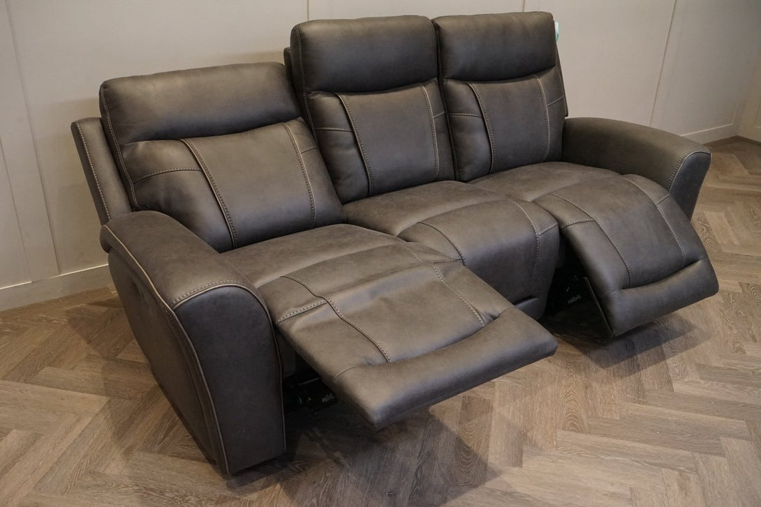 Nikon 3 Seater Electric Reclining Sofa, Charcoal Endurance Fabric