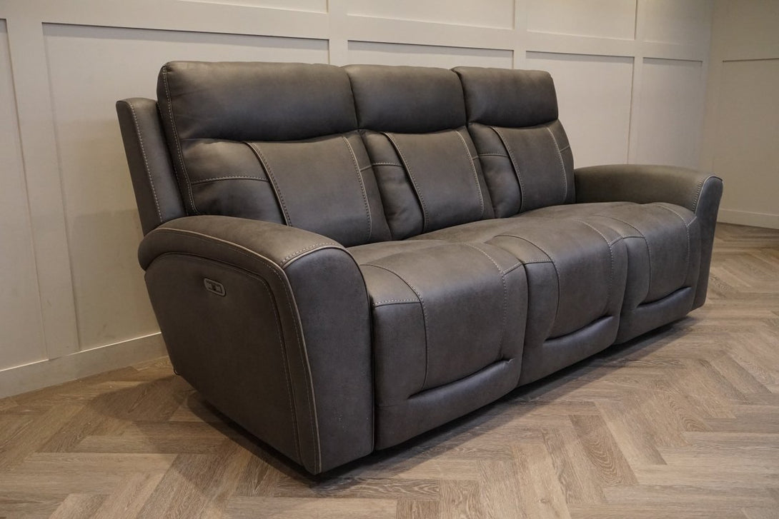 Nikon 3 Seater Electric Reclining Sofa, Charcoal Endurance Fabric