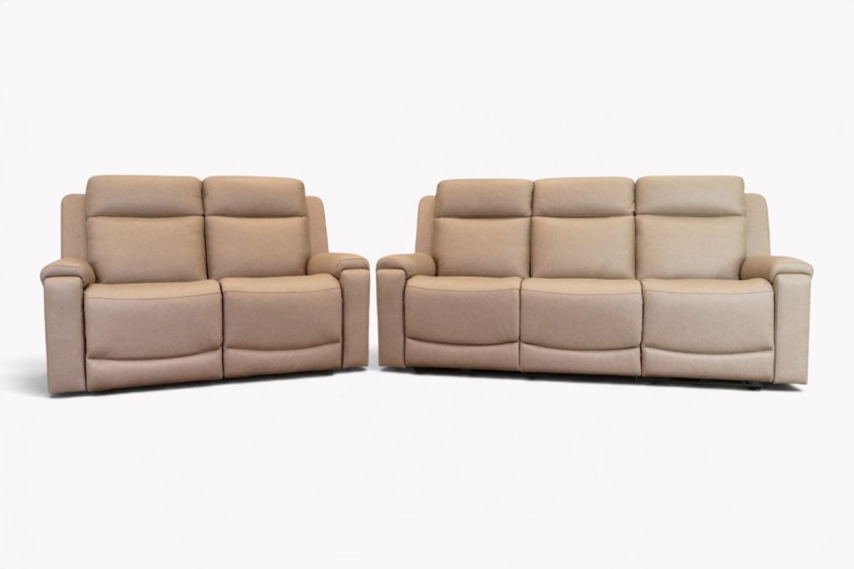Nova 3 + 2 Seater Power Reclining Sofa Set, Taupe Fabric