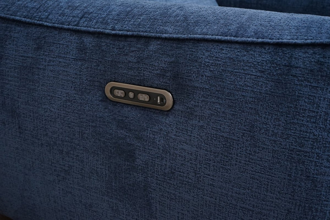 Odessa Power Reclining 3 Seater Sofa & Armchair, Midnight Blue Fabric