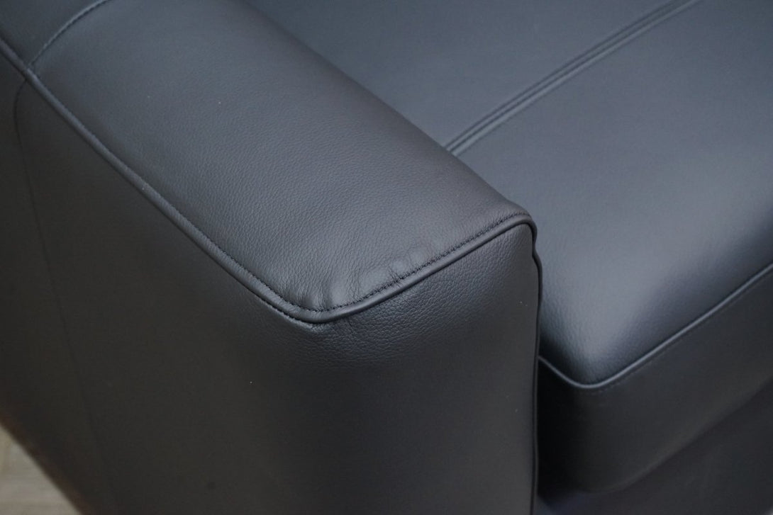 Oliver II Small 2 Seater Leather Sofa, Matt Black