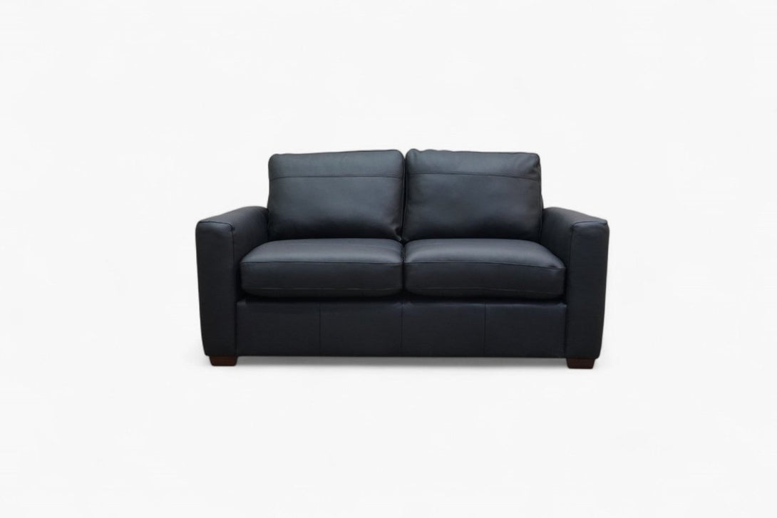 Oliver II Small 2 Seater Leather Sofa, Matt Black