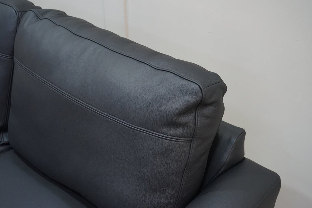 Oliver II Small 2 Seater Leather Sofa, Matt Black