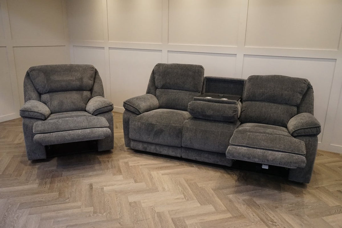 Orlando 3 + 1 + 1 Manual Recliner Sofa Set, Chunky Chenille Charcoal