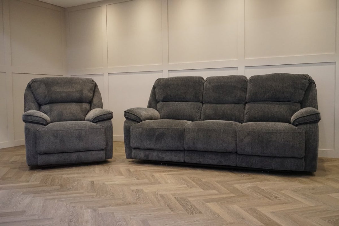 Orlando 3 + 1 + 1 Manual Recliner Sofa Set, Chunky Chenille Charcoal