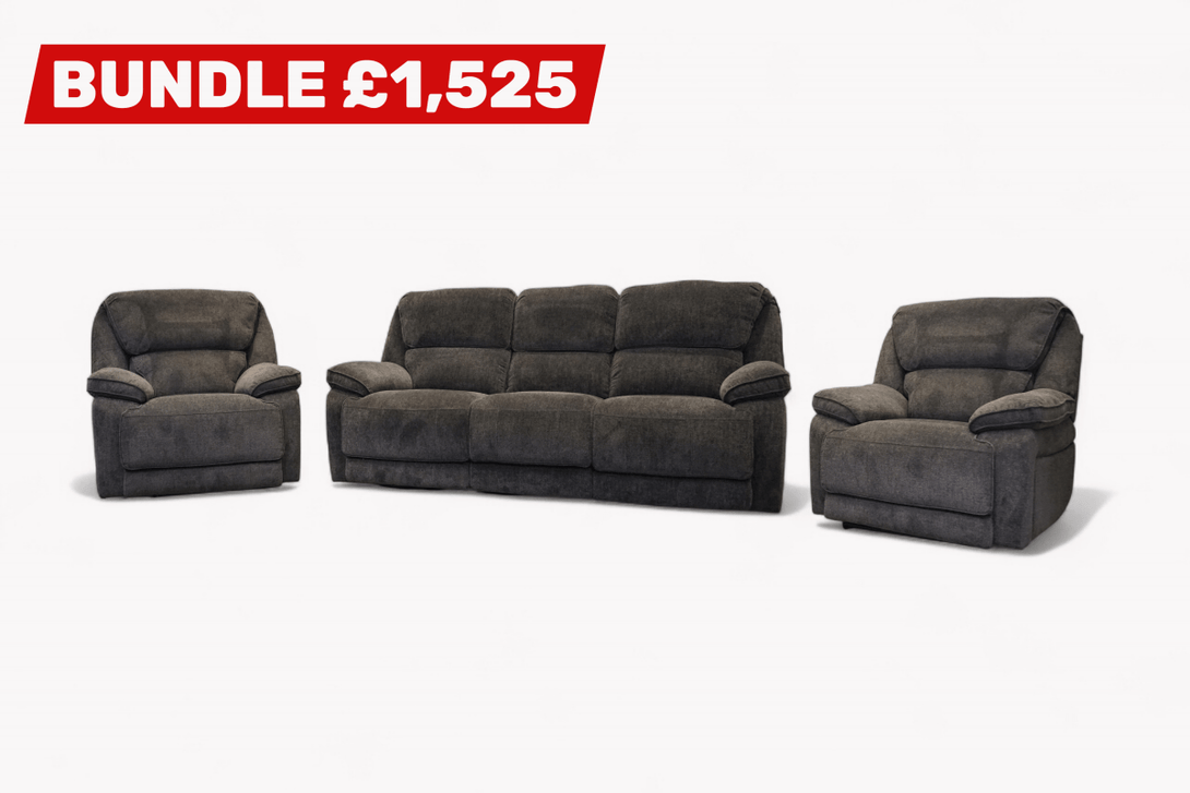 Orlando 3 + 1 + 1 Manual Recliner Sofa Set, Chunky Chenille Charcoal