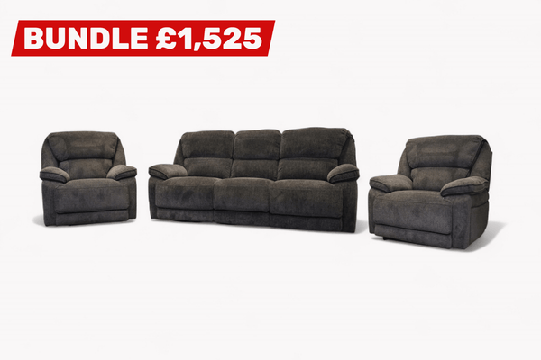 Orlando 3 + 1 + 1 Manual Recliner Sofa Set, Chunky Chenille Charcoal