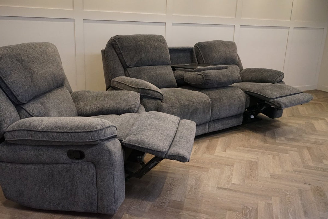 Orlando 3 + 1 + 1 Manual Recliner Sofa Set, Chunky Chenille Charcoal