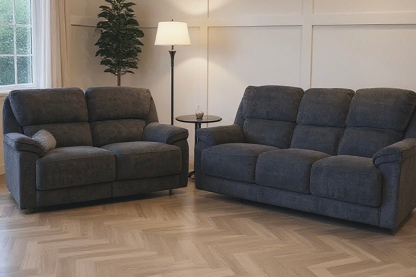 Orlando 3 + 2 Seater Manual Recliner Sofa Set, Chunky Chenille Charcoal