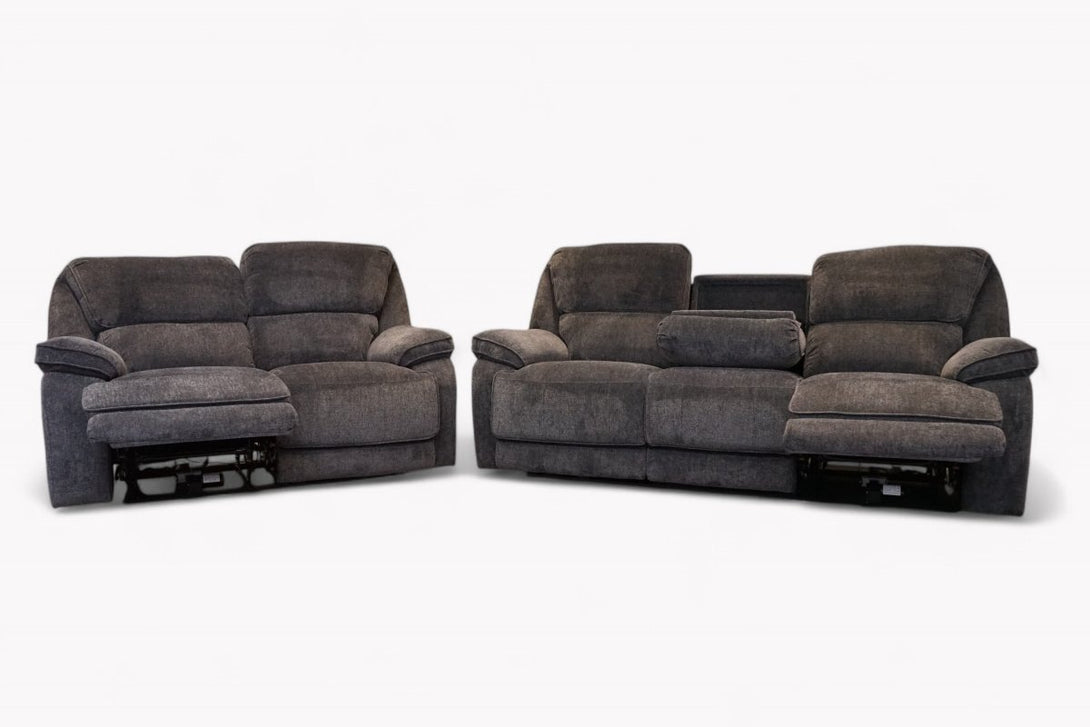 Orlando 3 + 2 Seater Power Recliner Sofa Set, Chunky Chenille Charcoal