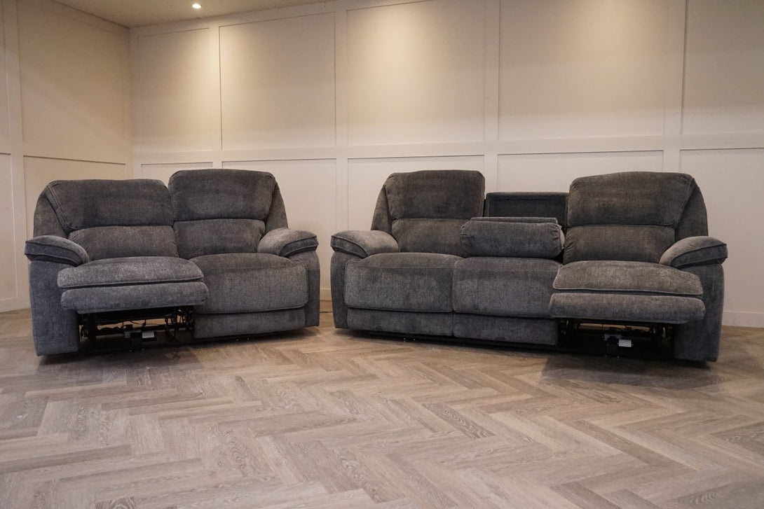Orlando 3 + 2 Seater Power Recliner Sofa Set, Chunky Chenille Charcoal