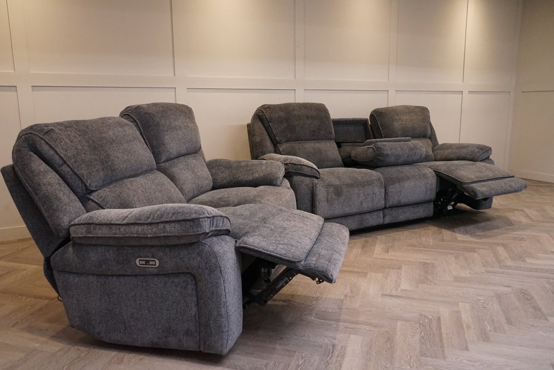 Orlando 3 + 2 Seater Power Recliner Sofa Set, Chunky Chenille Charcoal