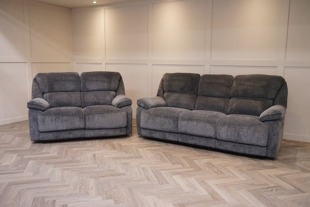Orlando 3 + 2 Seater Power Recliner Sofa Set, Chunky Chenille Charcoal