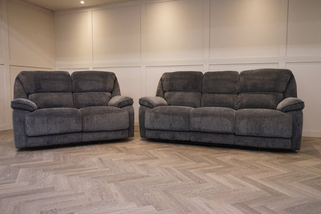 Orlando 3 + 2 Seater Power Recliner Sofa Set, Chunky Chenille Charcoal