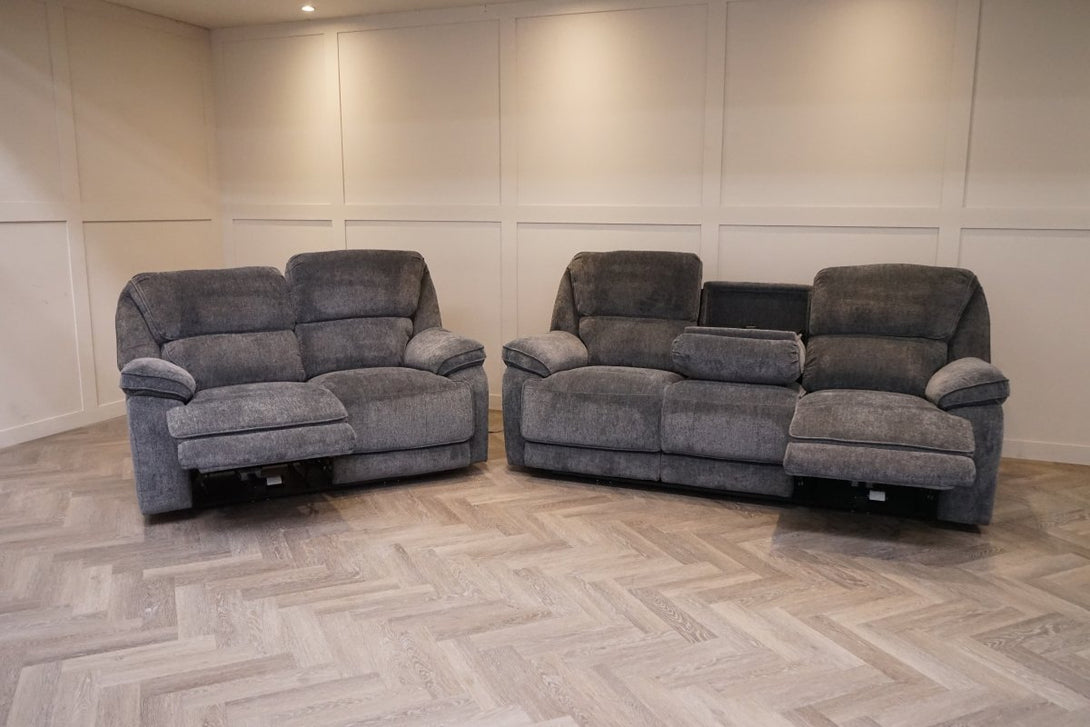Orlando 3 + 2 Seater Power Recliner Sofa Set, Chunky Chenille Charcoal