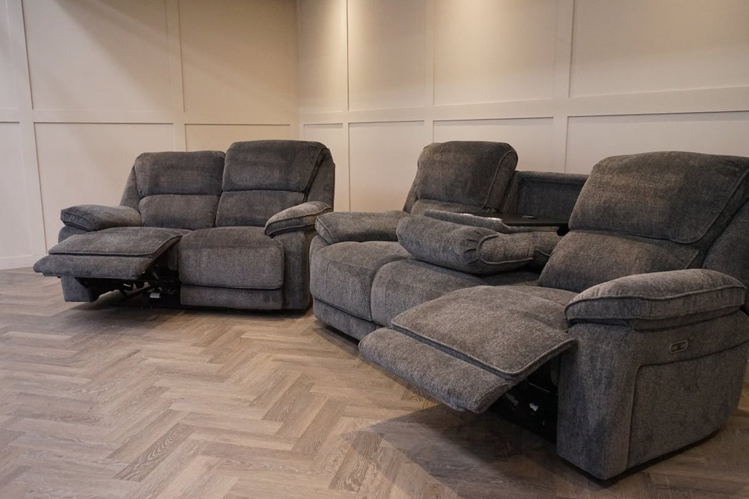 Orlando 3 + 2 Seater Power Recliner Sofa Set, Chunky Chenille Charcoal
