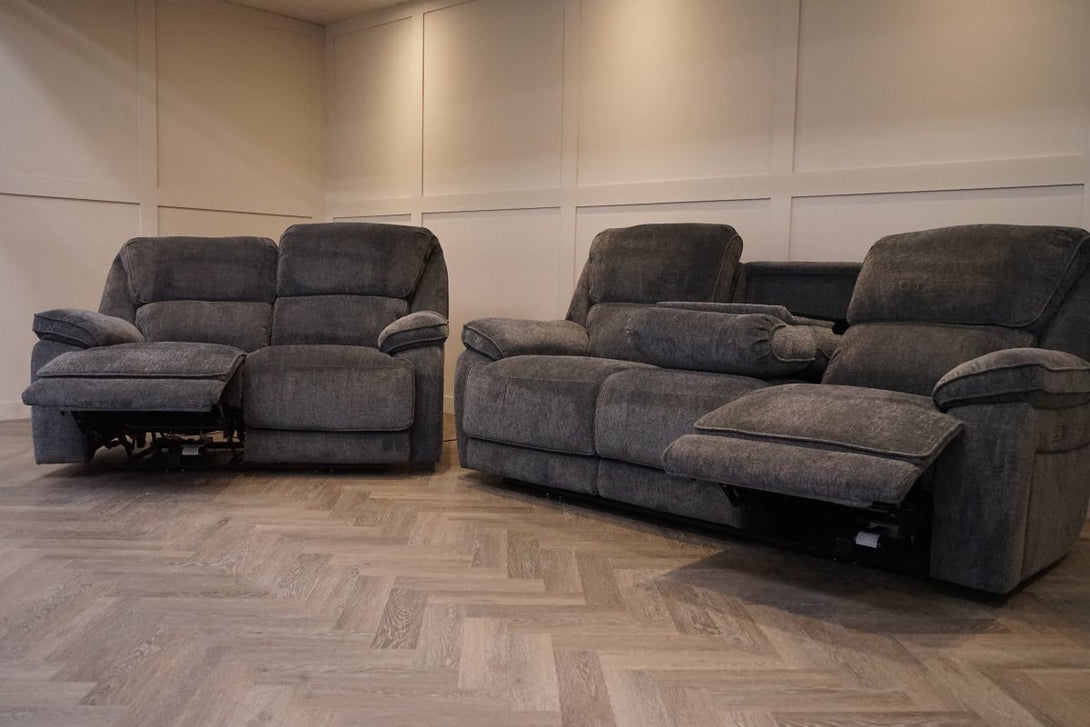 Orlando 3 + 2 Seater Power Recliner Sofa Set, Chunky Chenille Charcoal