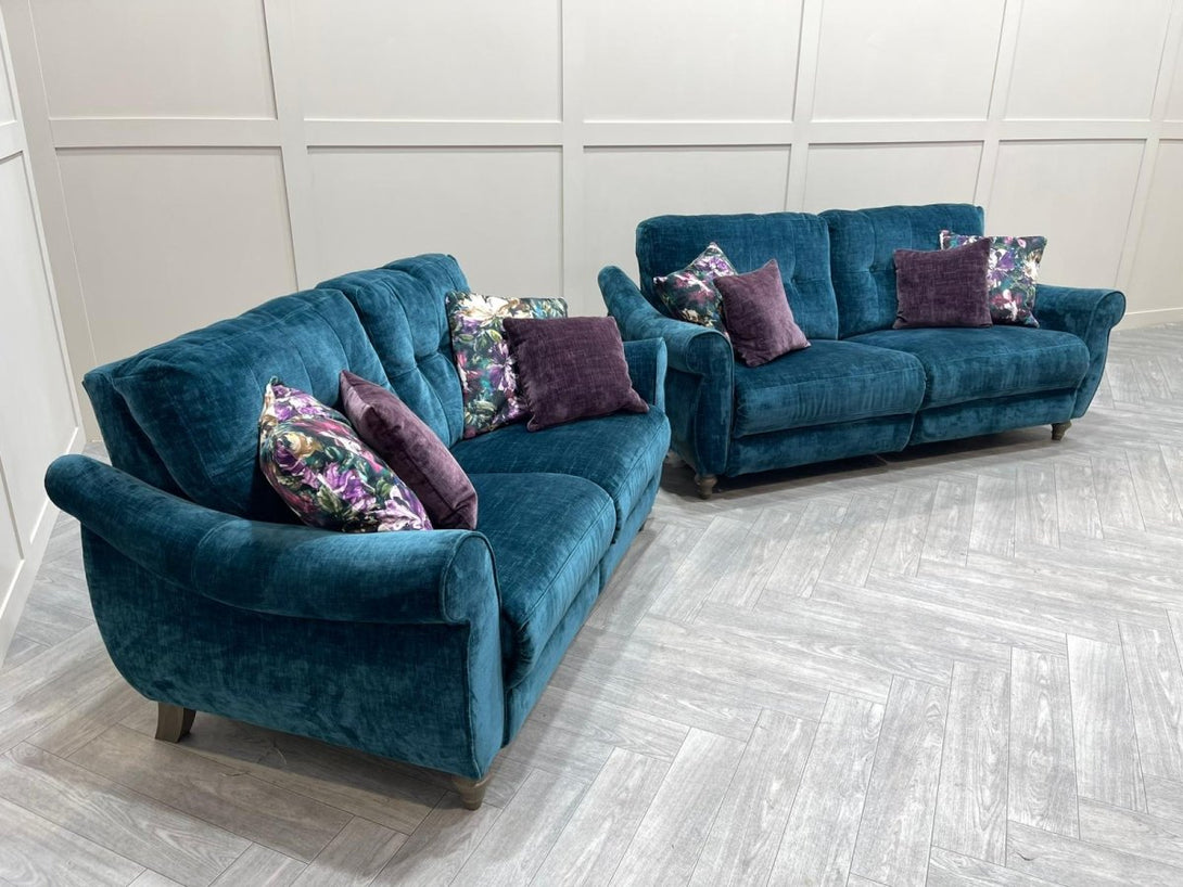 Orlando 3 Seater Power Reclining & 2 Seater Static Sofas, Teal Velvet