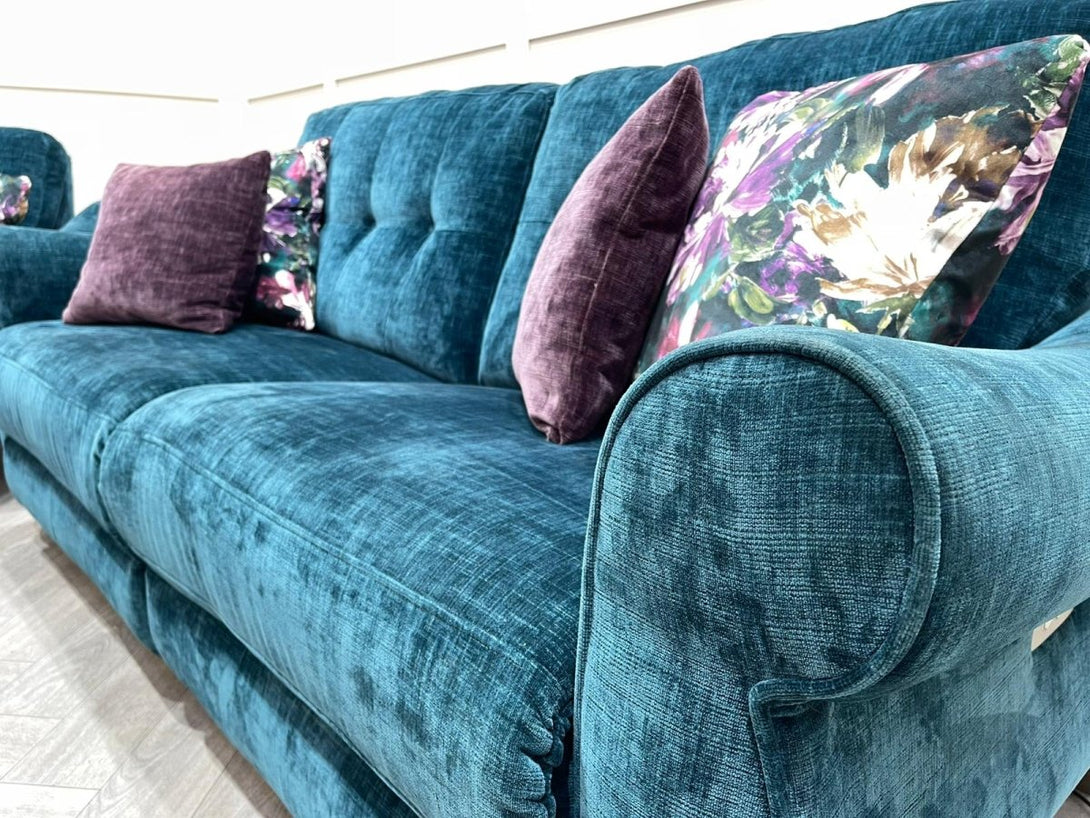 Orlando 3 Seater Power Reclining & 2 Seater Static Sofas, Teal Velvet