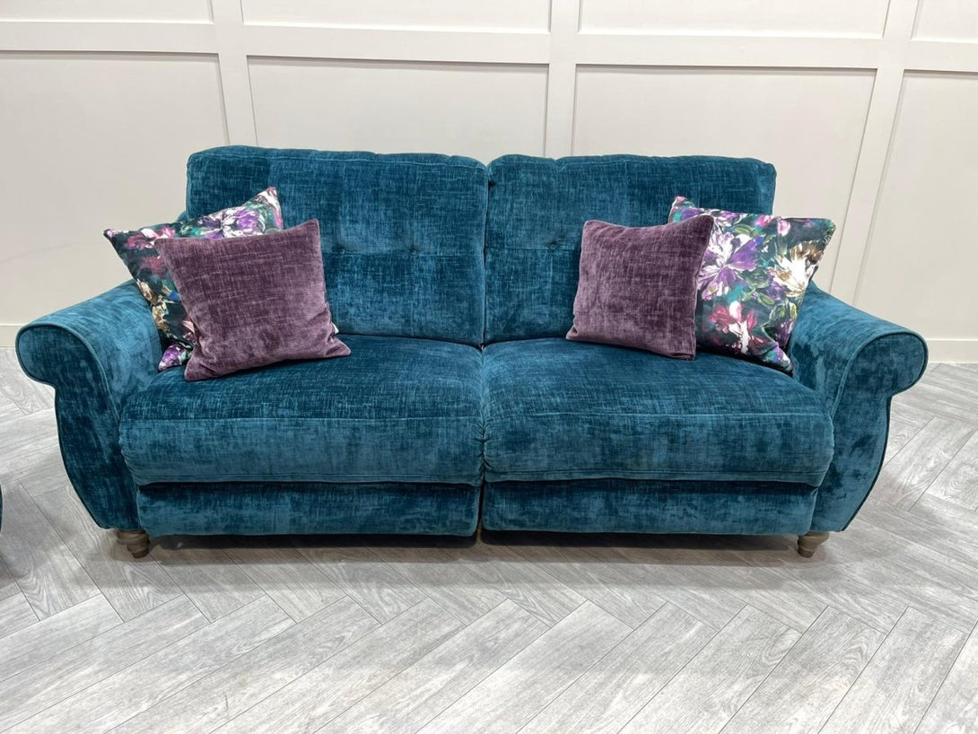 Orlando 3 Seater Power Reclining & 2 Seater Static Sofas, Teal Velvet