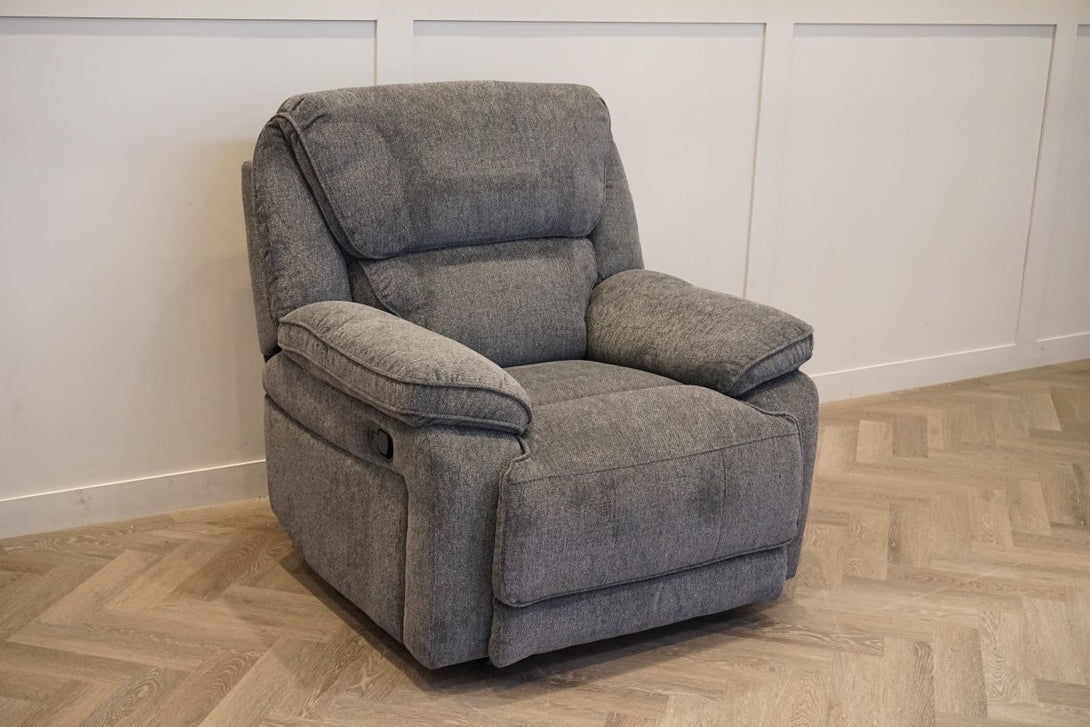 Orlando Manual Recliner Armchair, Chunky Chenille Charcoal
