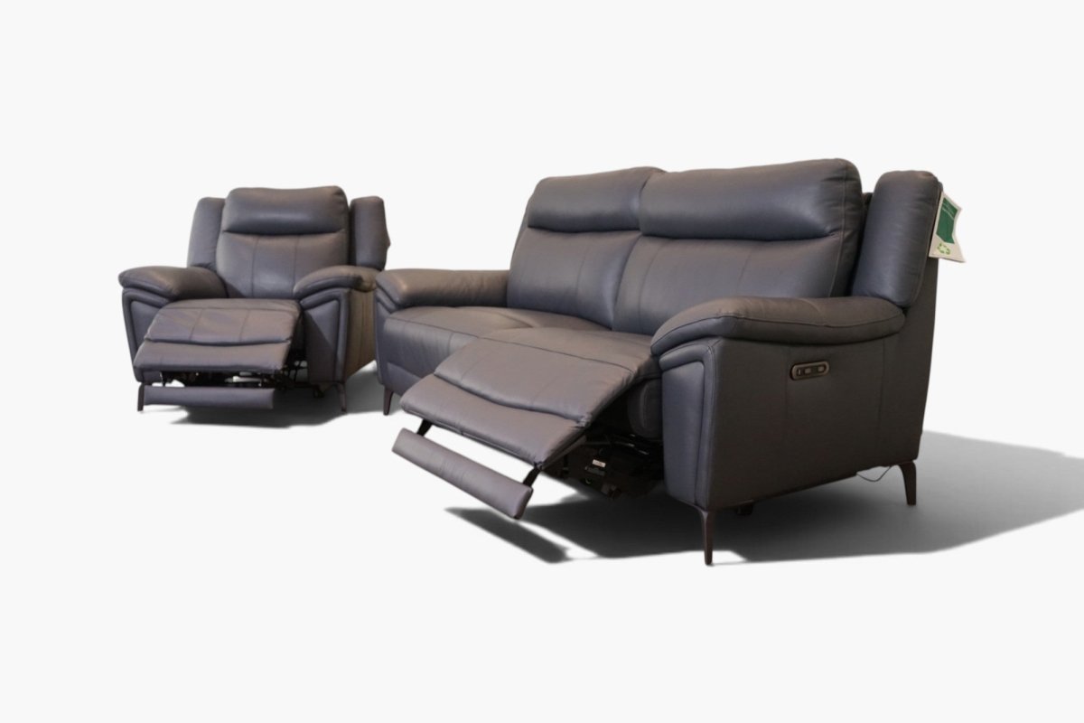 Panache 3 Seater Sofa & Armchair Power Reclining, Deep Aegean Blue
