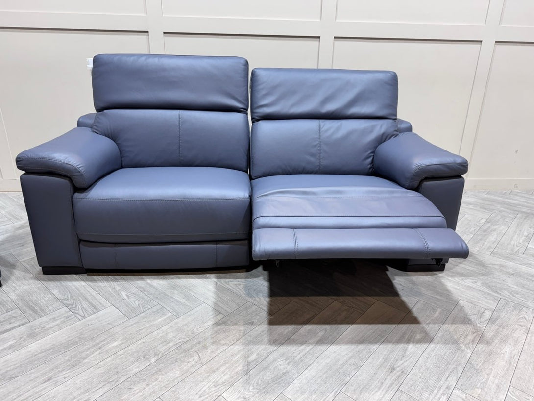 Paolo Leather Power Reclining 3 Seater Sofa & Armchair, Ocean Blue