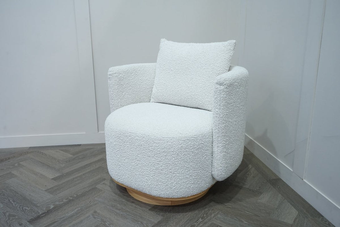 Piro Swivel Armchair, Cream Natural Boucle