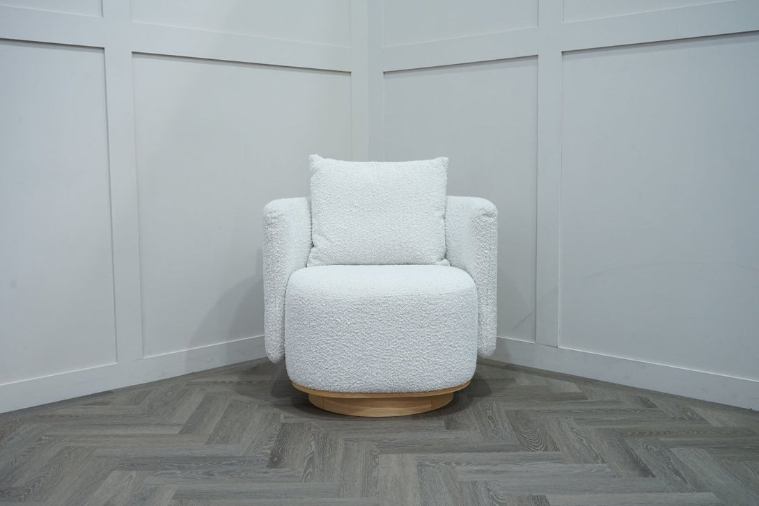 Piro Swivel Armchair, Cream Natural Boucle