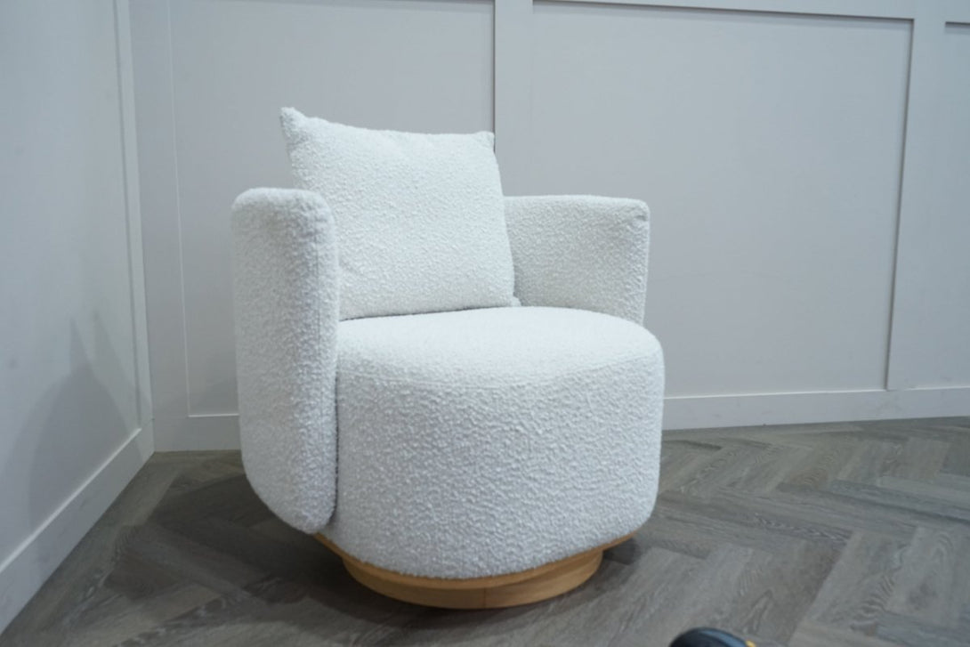 Piro Swivel Armchair, Cream Natural Boucle